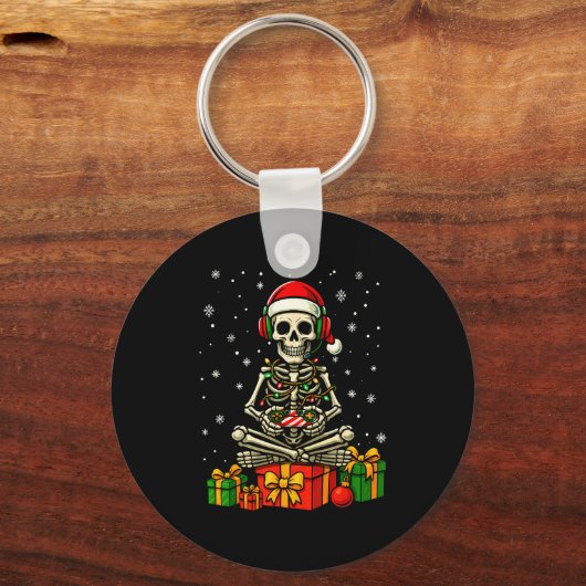 Funny Skeleton Game Controller Xmas Lights Men Wom Sleutelhanger (Voorkant)