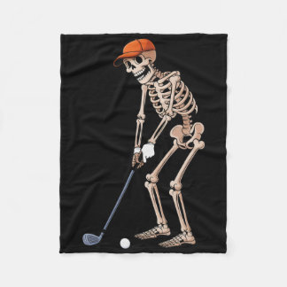 Funny Skeleton Golf Player Golfer Men Dad Hallowee Fleece Deken