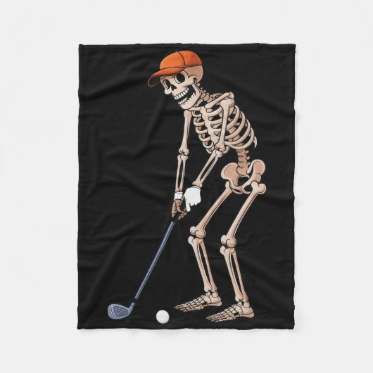 Funny Skeleton Golf Player Golfer Men Dad Hallowee Fleece Deken (Voorkant)