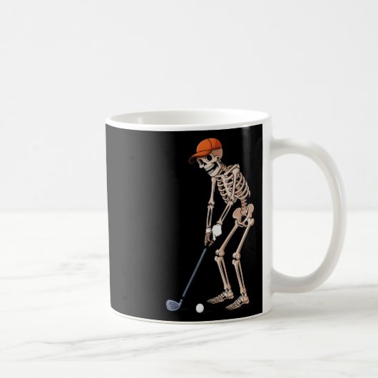 Funny Skeleton Golf Player Golfer Men Dad Hallowee Koffiemok (Rechts)
