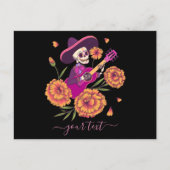 Funny Skeleton Guitar Dia de los Muertos Briefkaar Feestdagenkaart (Voorkant)