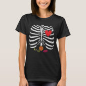 Funny Skeleton Halloween Hart Snoepjes T-shirt (Voorkant)