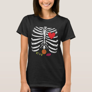 Funny Skeleton Halloween Hart Snoepjes T-shirt