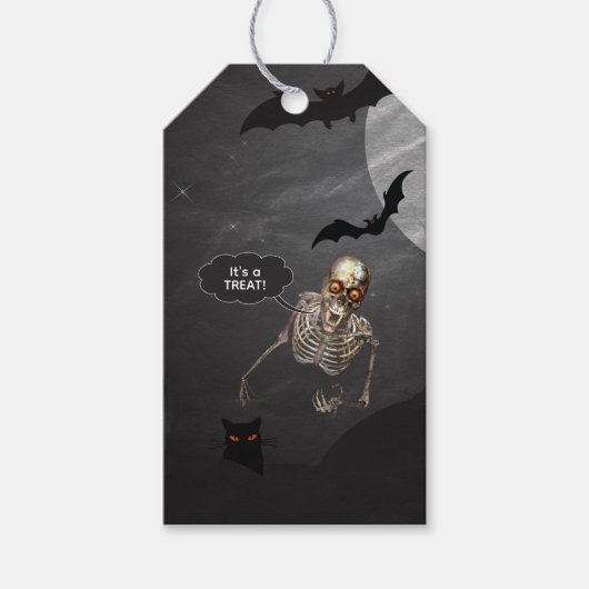 Funny Skeleton Halloween Treat Labels Cadeaulabel (Voorkant)