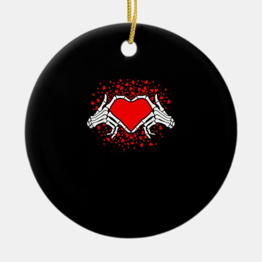 Funny Skeleton Hand Heart Valentijnsdag Keramisch Ornament (Voorkant)