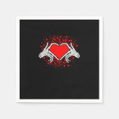 Funny Skeleton Hand Heart Valentijnsdag Servet (Voorkant)