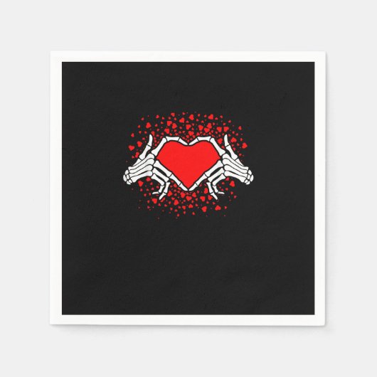 Funny Skeleton Hand Heart Valentijnsdag Servet (Voorkant)