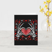 Funny Skeleton Hand Heart Valentines Day Bones Lov Kaart (Gele Bloem)