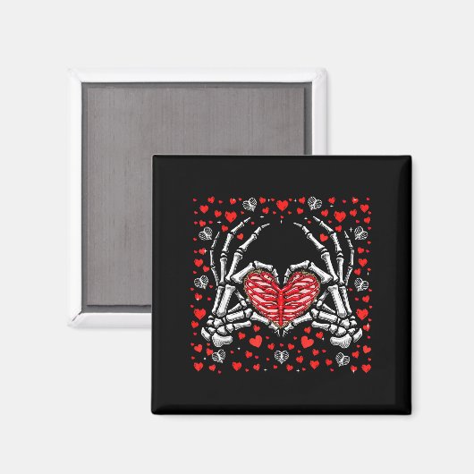 Funny Skeleton Hand Heart Valentines Day Bones Lov Magneet (Voorkant / Achterkant)