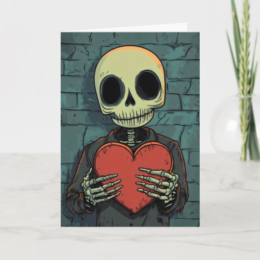 Funny Skeleton Heart Love Feestdagen Kaart (Voorkant)