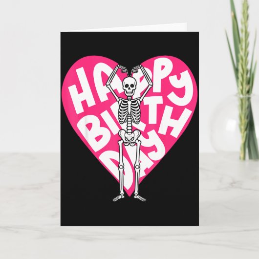Funny Skeleton Heart Valentine’s Day In Retro Birt Kaart (Voorkant)