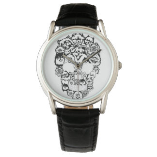 Funny Skeleton Holding Cat Halloween Horloge