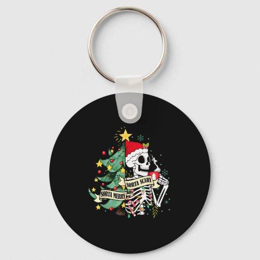Funny Skeleton Hot Cocoa Sorta Merry Sorta Y Soky Sleutelhanger (Voorkant)