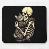 Funny Skeleton Hugging Cat Halloween Cat Lover Mom Muismat (Voorkant)