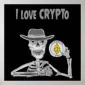 Funny Skeleton Ik hou van Crypto Ether Cryptocurre Poster (Voorkant)