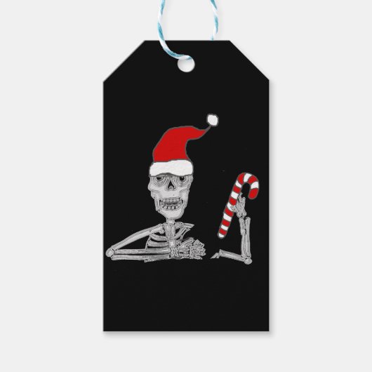 Funny Skeleton in Kerstmis Cadeaulabel (Voorkant)