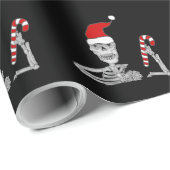 Funny Skeleton in Santa hat Christmas Cadeaupapier (Rol Hoek)