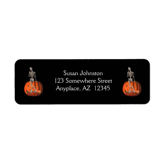 Funny Skeleton Jack O Lantern Halloween Adres Etiket (Voorkant)