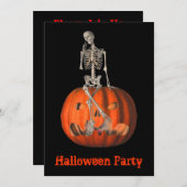 Funny Skeleton Jack O Lantern Halloween Uitnodigin Kaart (Voorkant / Achterkant)