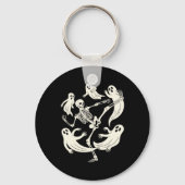 Funny Skeleton Karate Lovers Spooky Halloween Mart Sleutelhanger (Voorkant)