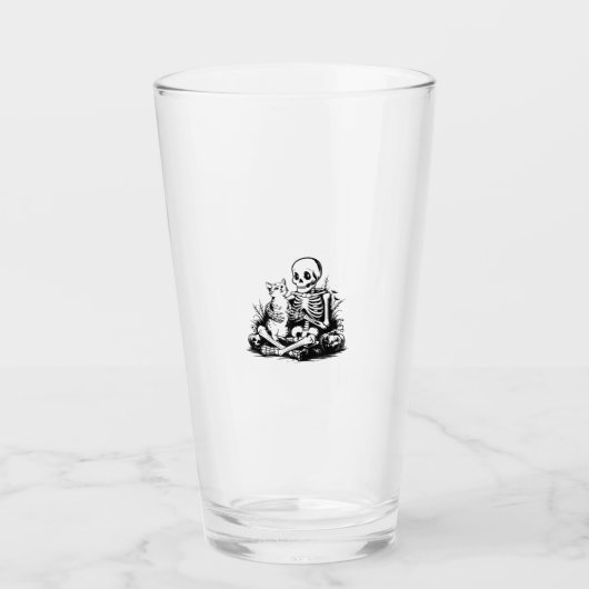 Funny Skeleton Kat Schedel Kitten Lieve Kat Goth H Glas (Voorkant)