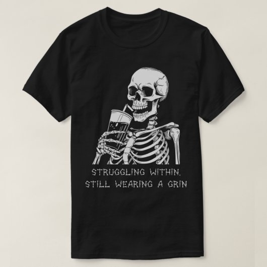 Funny Skeleton Lazy Costume Gothic Mannen Vrouwen  T-shirt (Design voorkant)