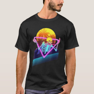 Funny Skeleton Meme Retro 80s Vaporwave Outrun Sty T-shirt
