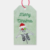 Funny Skeleton Ornament Eyes Red Stars Green Cadeaulabel (Achterkant)