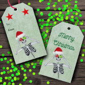 Funny Skeleton Ornament Eyes Red Stars Green Cadeaulabel