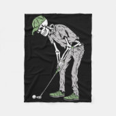 Funny Skeleton Playing Golf Lovers Spooky Hallowee Fleece Deken (Voorkant)