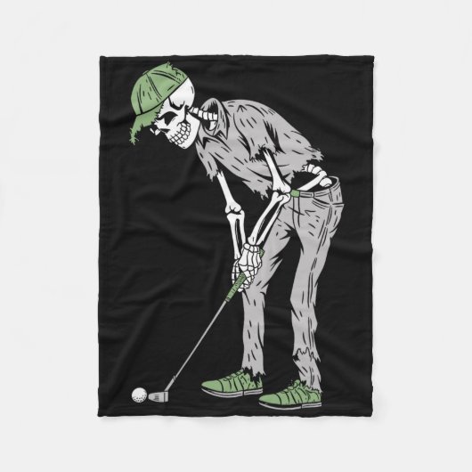 Funny Skeleton Playing Golf Lovers Spooky Hallowee Fleece Deken (Voorkant)