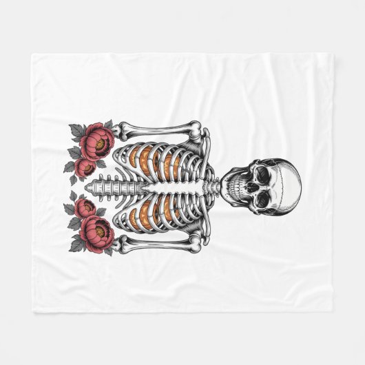 Funny Skeleton Pumpkin Herfst Fleece Deken (Voorkant (Horizontaal))