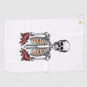 Funny Skeleton Pumpkin Herfst Golfhanddoek (Horizontaal)