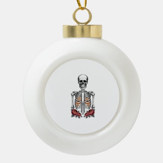 Funny Skeleton Pumpkin Herfst Keramische Bal Ornament (Voorkant)