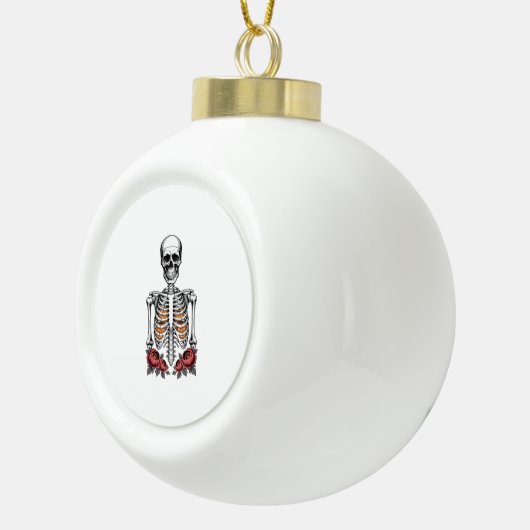 Funny Skeleton Pumpkin Herfst Keramische Bal Ornament (Rechts)