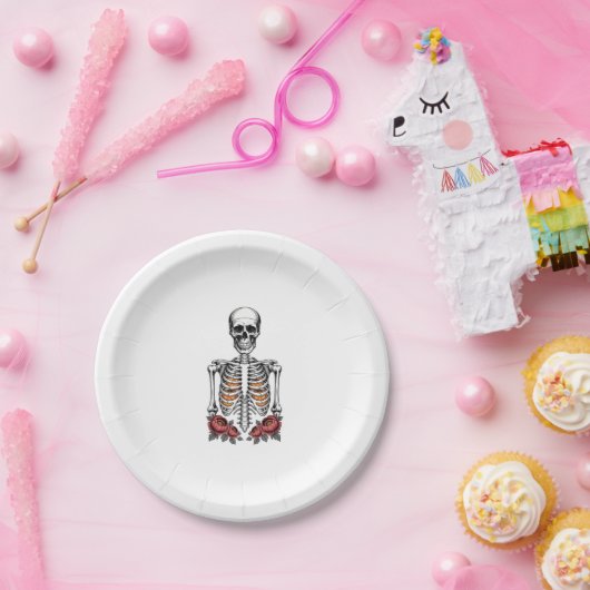 Funny Skeleton Pumpkin Herfst Papieren Bordje (Feest)