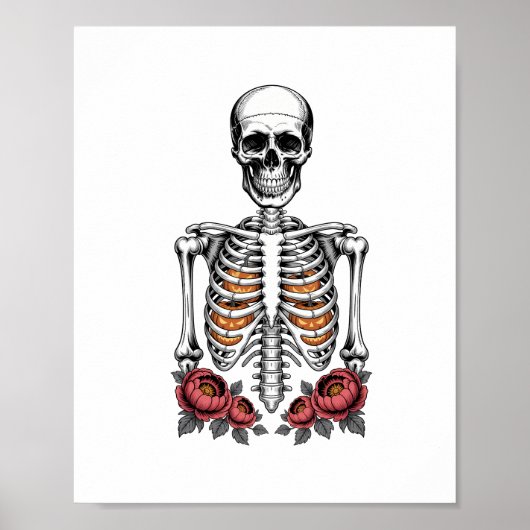 Funny Skeleton Pumpkin Herfst Poster (Voorkant)