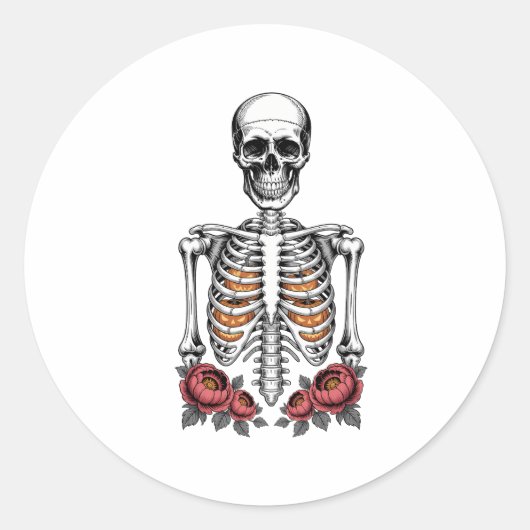 Funny Skeleton Pumpkin Herfst Ronde Sticker (Voorkant)
