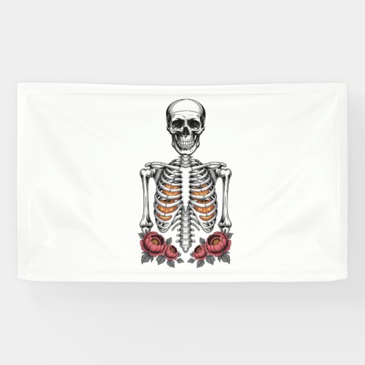 Funny Skeleton Pumpkin Herfst Spandoek (Horizontaal)