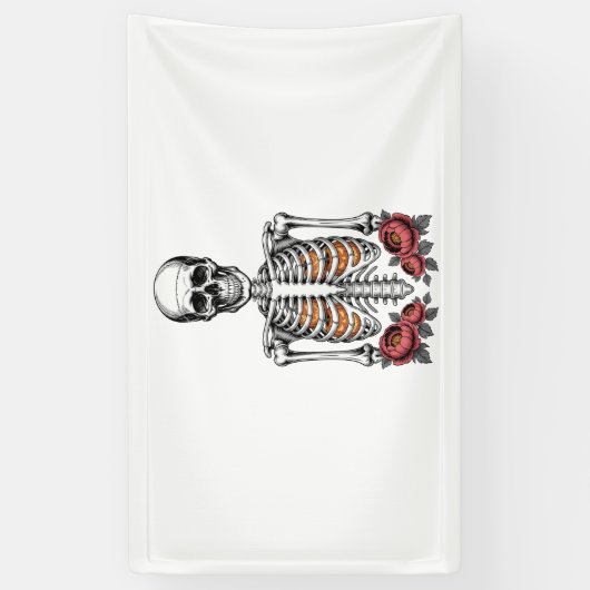 Funny Skeleton Pumpkin Herfst Spandoek (Verticaal)