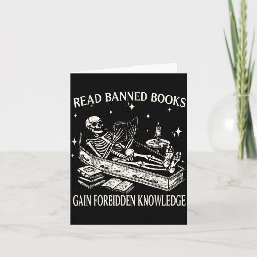 Funny Skeleton Read Banned Books Gain Forbidden Kn Kaart (Voorkant)