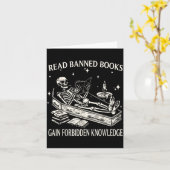 Funny Skeleton Read Banned Books Gain Forbidden Kn Kaart (Gele Bloem)