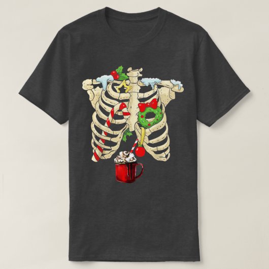 Funny Skeleton Rib Cage Hot Chocolate Ugly Christm T-shirt (Design voorkant)