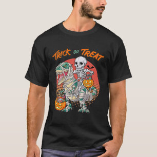 Funny Skeleton Riding Mummy Dinosaur T Rex Hwe T-shirt
