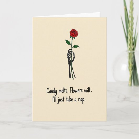 Funny Skeleton Rose Nap Card Kaart (Voorkant)