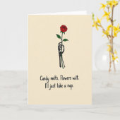 Funny Skeleton Rose Nap Card Kaart (Gele Bloem)