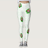 Funny Skeleton Santa Hat Rode Groene Stippen op Wi Leggings (Voorkant)