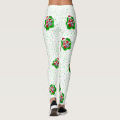 Funny Skeleton Santa Hat Rode Groene Stippen op Wi Leggings (Achterkant)