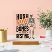 Funny Skeleton Shirt, Hush Nu Halloween Gravure Acryl Bord (Huwelijk)