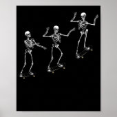 Funny Skeleton Skateboard Shirt Poster (Voorkant)